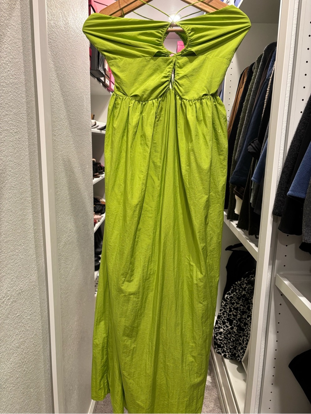 Rails Lime Green Off-Shoulder Maxi Dress with Keyhole Back